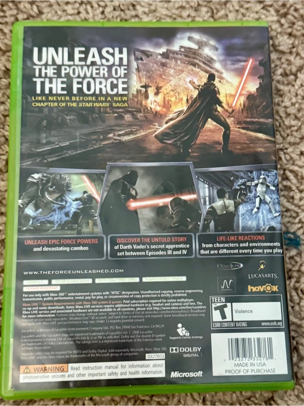 Star Wars The Force Unleashed (Microsoft Xbox 360)